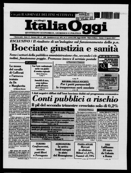 Italia oggi : quotidiano di economia finanza e politica